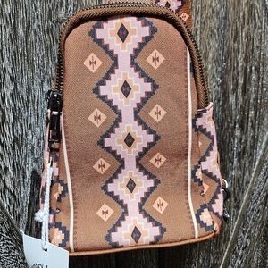 NWT Brown and Pink Aztec Women's Sling Bag